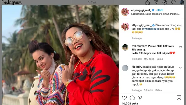Unggahan Elly Sugigi. (Foto: Instagram @ellysugigi_real_)