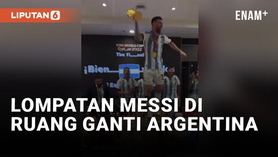 VIDEO: Lionel Messi Pimpin Pesta Ruang Ganti Argentina