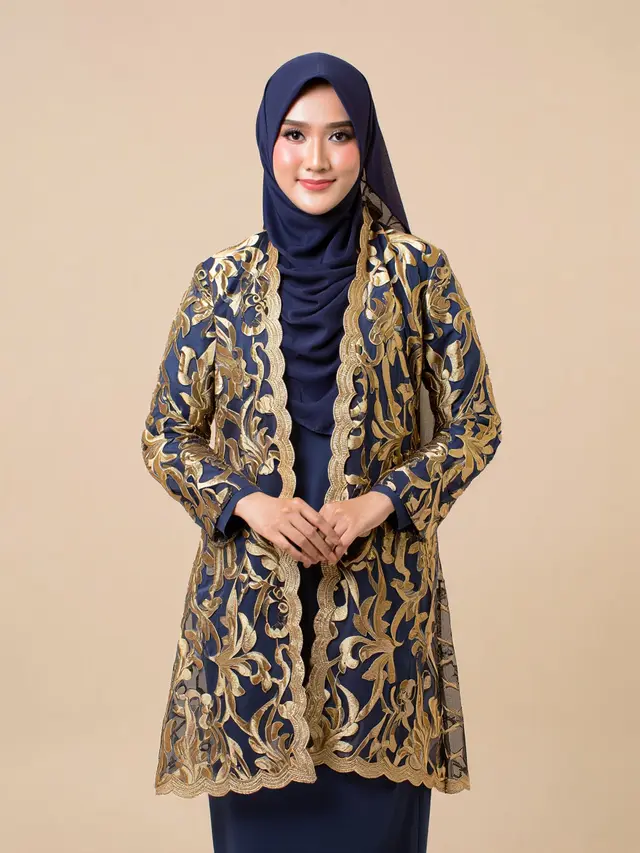 Gamis Kombinasi Outer Brokat Modern