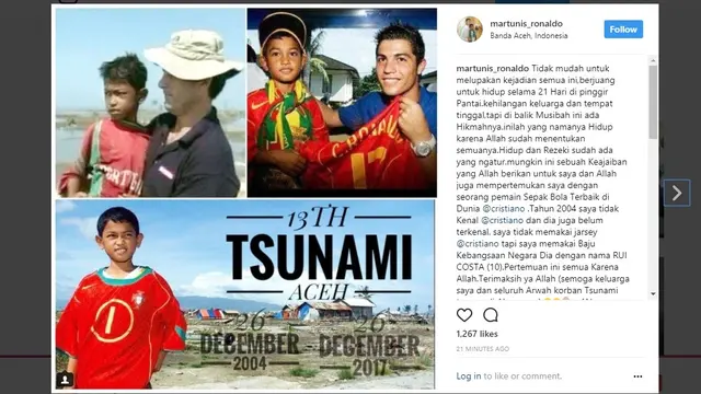 Martunis, Tsunami Aceh, Cristiano Ronaldo