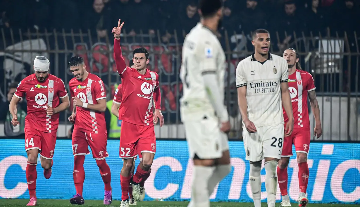 Kemenangan ini merupakan perdana bagi Monza atas AC Milan dalam sejarah. (Piero CRUCIATTI/AFP)