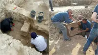 Temuan toilet purba dalam kawasan suci di tempat peribadahan. (Sumber Yoli Shwartz and Igor Kriimrmn of Israel Antiquities Authority)