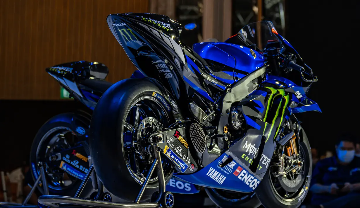 Nuansa livery baru untuk MotoGP 2023 menambah kesan garang saat tersemat di motor Yamaha YZR-MI 2023. (Dok. Yamaha)