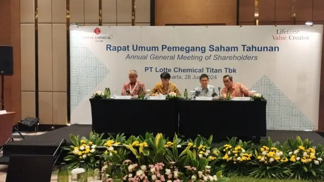 Rapat Umum Pemegang Saham Tahunan (RUPST) PT Lotte Chemical Titan Tbk (FPNI), Jumat (28/6/2024). (Foto: Liputan6.com/Gagas YP)