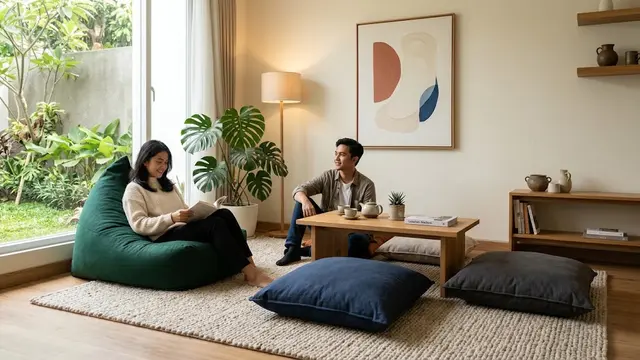 Ruang Tamu Lesehan Minimalis Modern