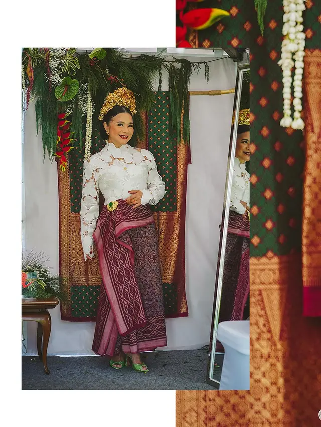 Gaya Ruth Sahanaya di Penurunan Bendera Merah Putih, Kebaya Modifikasi yang Anggun Berpadu Wastra Indonesia