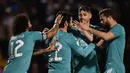 Gelandang Real Madrid Isco (kedua kiri) berselebrasi dengan timnya setelah mencetak gol ke gawang Alcoyano pada babak 32 besar Copa del Rey di Stadion El Callao, Alcoy, Kamis (6/1/2022) dini hari WIB. Real Madrid mengalahkan tim divis tiga Spanyol, Alcoyano dengan skor 3-1. (AP Photo/Jose Breton)