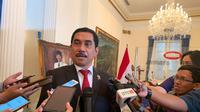 Suhardi Alius, Ketua BNPT turut hadir dalam kunjungan kerja Menlu Maroko, Nasser Bourita. (Liputan6.com/Benedikta Miranti T.V)