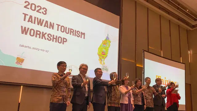 Acara Delegasi Pariwisata Taiwan bersama Astindo Travel di The Westin Jakarta Hotel pada Senin, 27 Februari 2023. (Liputan6.com/Alycia Catelyn)