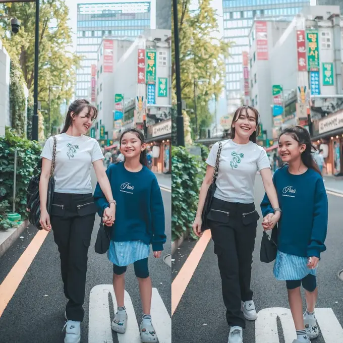 Ayu Ting Ting mengajak sang putri liburan ke Korea