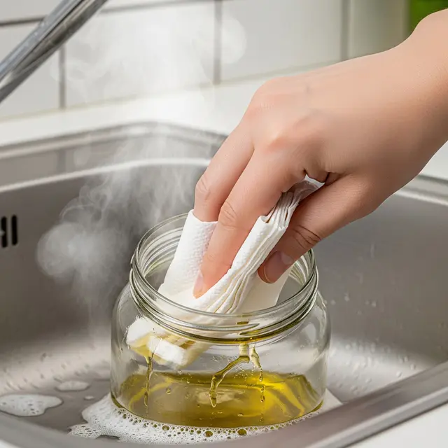 Lap Minyak di Stoples Menggunakan Tisu atau Kertas Dapur