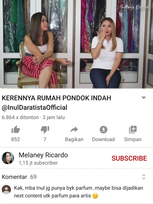 Unggahan Melaney Ricardo. (Foto: YouTube Melaney Ricardo)