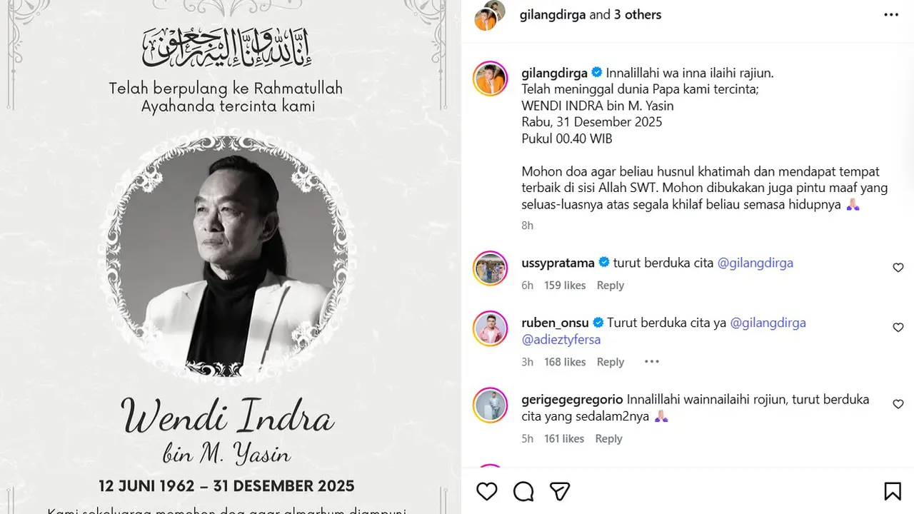 Unggahan Gilang Dirga. (Instagram/ gilangdirga)