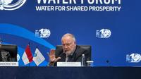 Presiden World Water Council (WWC) Lois Fachon dalam konferensi pers terkait World Water Forum ke-10 di Bali Nusa Dua Convention Center (BNDCC), Nusa Dua, Bali, Selasa (21/5/2024). (Liputan6/Benedikta Miranti)