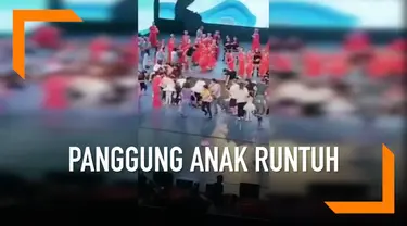 Sebuah panggung berisi puluhan anak ambruk di China. Akibatnya seorang anak berusia 12 tahun tewas dan puluhan lainnya luka-luka.