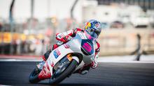 Veda Ega Pratama pada kualifikasi Moto3 Amerika Serikat di Sirkuit Austin hari Sabtu (28/03/2026) malam WIB. (Honda Team Asia)
