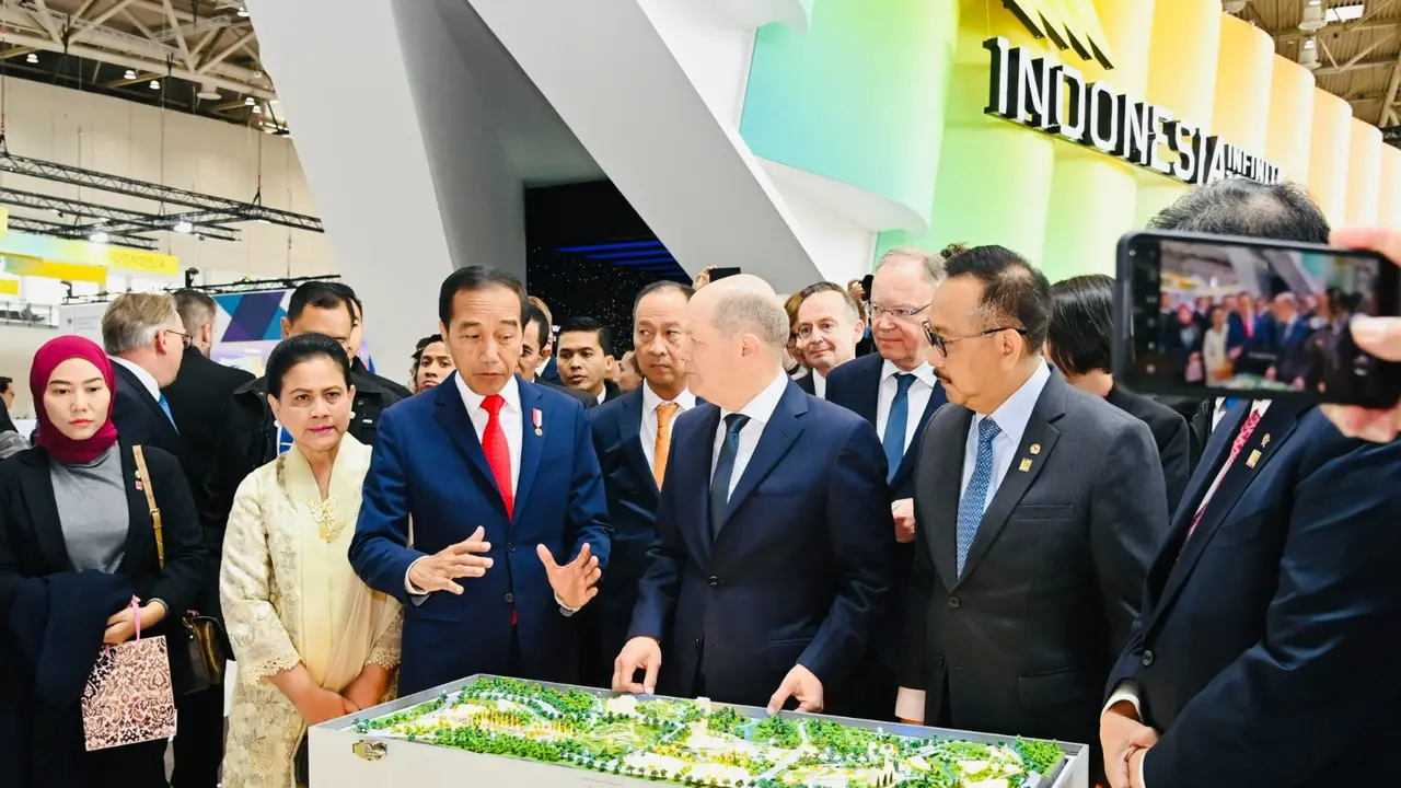 Presiden Jokowi memamerkan proyek IKN Nusantara di Hannover Messe 2023