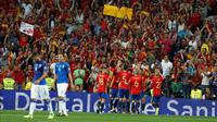Timnas Spanyol menang 3-0 atas Italia pada laga lanjutan Grup G kualifikasi Piala Dunia 2018, di Santiago Bernabeu, Jumat (2/9/2017). (AP Photo/Francisco Seco)