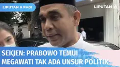 Hari pertama lebaran, Prabowo Subianto bersilaturahmi dengan Megawati Soekarnoputri. Pertemuan berlangsung tertutup. Sekjen menyebut pertemuan sama sekali tak membahas politik nasional.