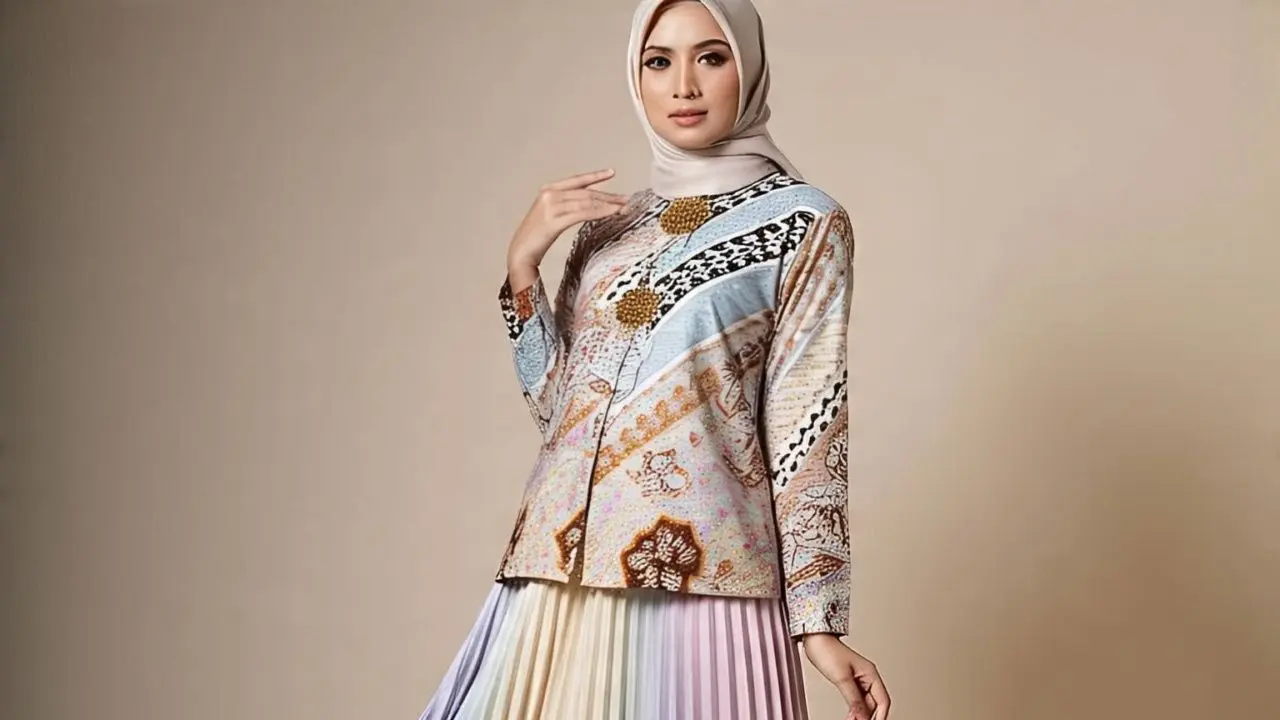 Model Baju Batik Atasan dan Bawahan Rok Terbaru #3: Atasan Batik dengan Rok Plisket