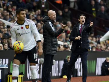 Unai Emery menjalani debutnya sebagai juru taktik Aston Villa dengan manis. Tim asuhannya berhasil mengalahkan Manchester United di Liga Inggris. (AP/Rui Vieira)