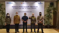 Pengalihan saham treasuri PT Bukit Asam Tbk-PT Taspen (Persero), Rabu (29/9/2021) (Dok: Istimewa)