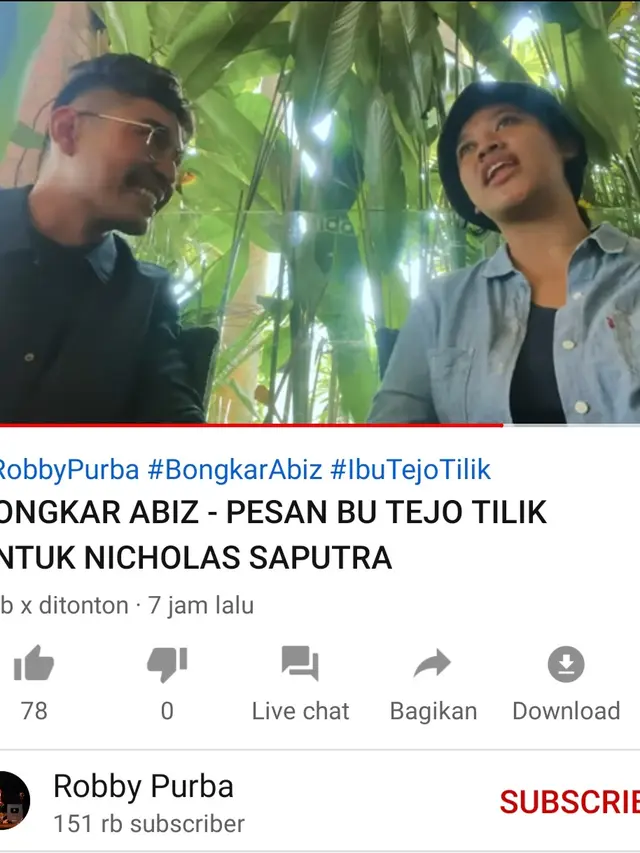 Unggahan Robby Purba. (Foto: YouTube Robby Purba)