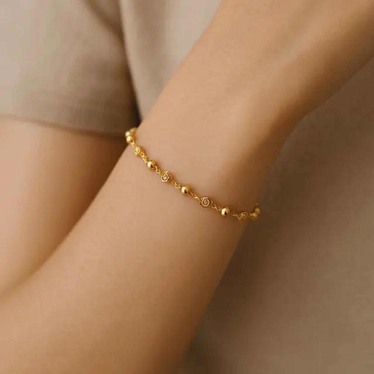 7 Model Gelang Emas Bola Kecil 2--5 Gram Kombinasi Spiral Modern