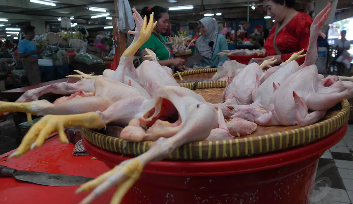 Suasana pedagang ayam di pasar Minggu, Jakarta, Kamis (24/7/2014) (Liputan6.com/ Miftahul Hayat)
