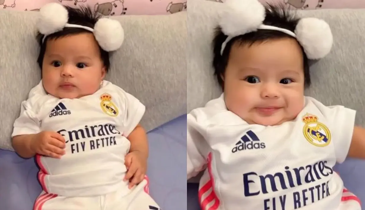 Nggak cuma para cowok, Ameena juga jadi fans Real Madrid karena ayahnya, Atta Halilintar. [Instagram.com/attahalilintar]