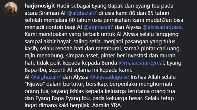 Potret Eyang Al Ghazali di Pernikahan Cucu