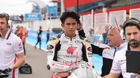 Mario Suryo Aji jelang balapan Moto2 Argentina di Sirkuit Termas de Rio Hondo. (Honda Team Asia)