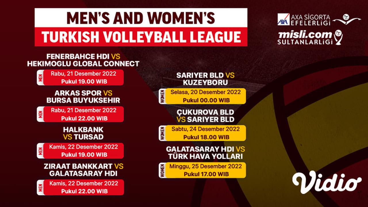 Link Live Streaming Turkish Volleyball League 2022/23 di Vidio 20-28 Desember 2022