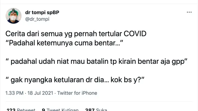 Unggahan Tompi. (Foto: Twitter @dr_tompi)