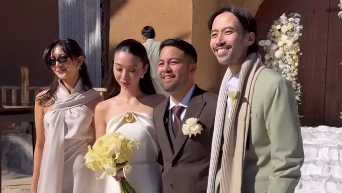 Penampilan Sheila Dara saat Dampingi Vidi Aldiano Kondangan di Maroko. [@fcgweddings]