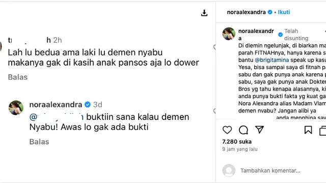 Nora Alexandra Ngamuk Difitnah Suka Nyabu bareng Jerinx SID Hingga Tak Punya Anak