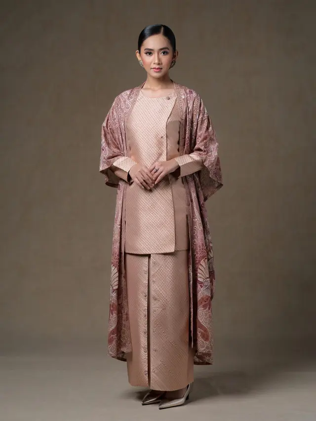Dress Batik Brokat Kombinasi Outer Batik Panjang Modern