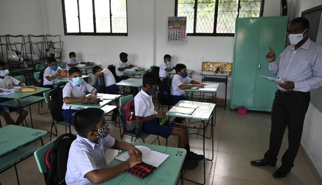 Foto Penerapan Protokol Kesehatan Di Sekolah Sri Lanka Global Liputan6 Com