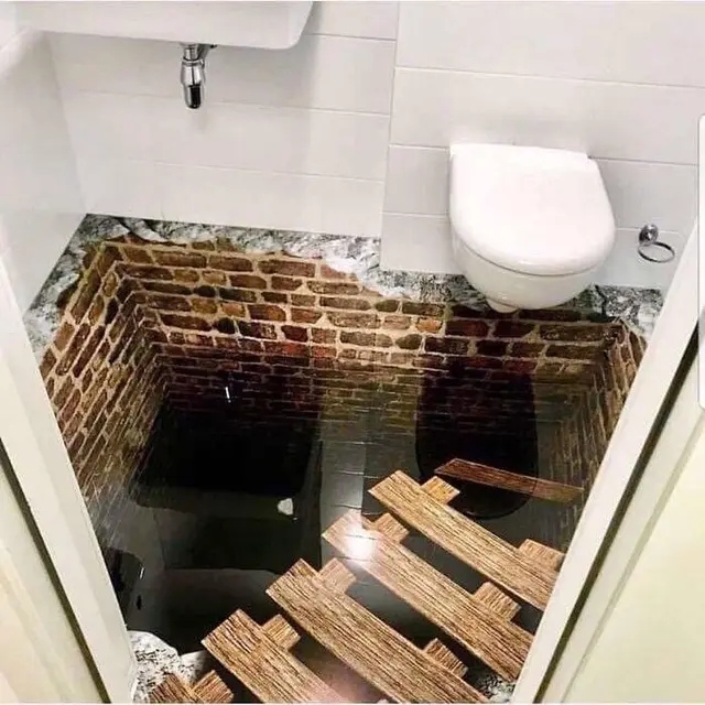 6 Potret Lantai Kamar Mandi Mewah 3D, Ada yang Bikin Pusing