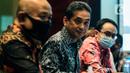 Menteri Perdagangan Agus Suparmanto menyambangi PT Elang Mahkota Teknologi Tbk (Emtek) dan Indosiar Grup di SCTV Tower Jakarta, Rabu (12/8/2020). Dalam pertemuan Kemendag berharap peran media dan grup besar menyampaikan berita positif kepada publik selama pandemi Covid-19. (Liputan6.com/Johan Tallo)