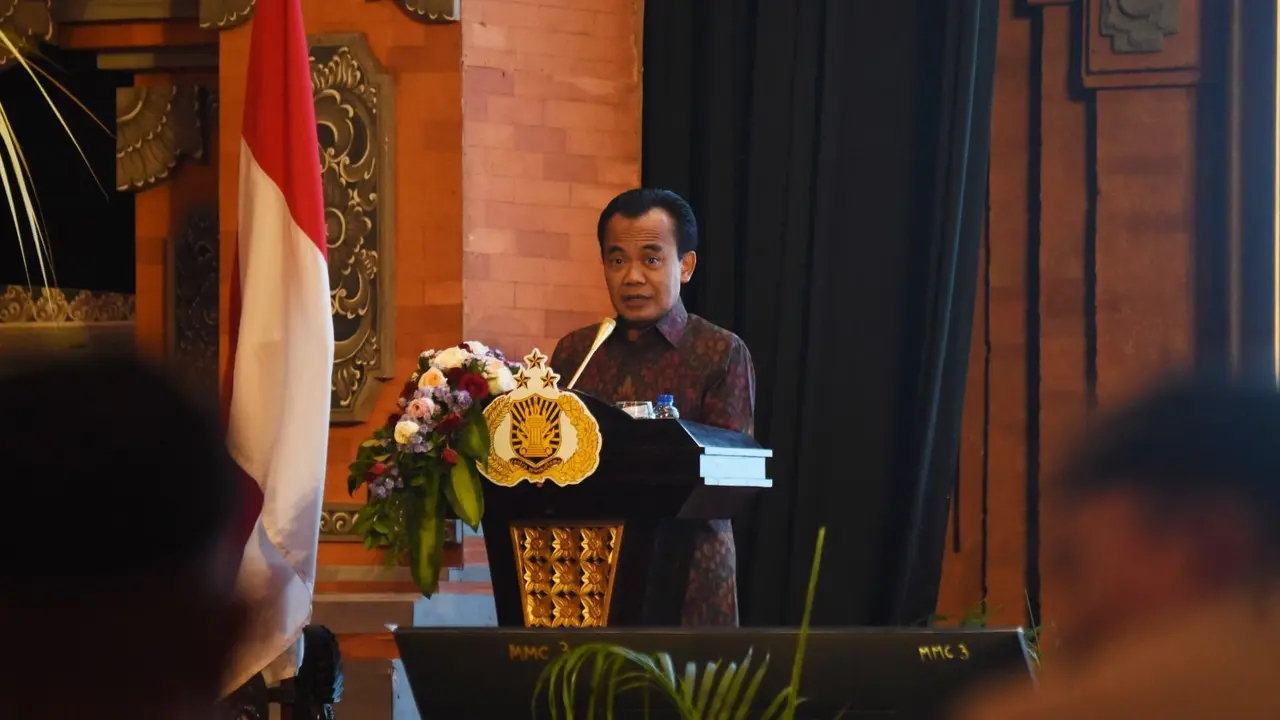 Sekretaris Kementerian Koordinator Bidang Perekonomian Susiwijono Moegiarso dalam Rapat Kerja Teknis PROPAM POLRI 2023, Kamis (2/03).
