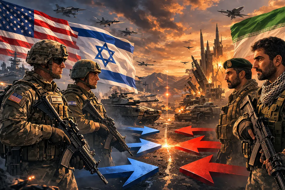 Ilustrasi Amerika Serikat dan Israel melawan Iran.