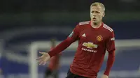 6. Donny van de Beek - Donny van de Beek adalah satu-satunya pemain Belanda yang ada di skuad Manchester United pada musim ini. Gelandang berusia 23 tahun ini didatangkan dari Ajax Amsterdam pada bursa transfer musim panas. (AFP/Matt Dunham/pool)