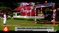 Hari Pahlawan 10 November 2020 di Jawa Timur, diperingati dengan sederhana dan khidmat. Gubernur Jawa Timur, Khofifah Indar Parawansa bersama Forkopimda Jatim melakukan renungan suci dan tabur bunga di TMP Sepuluh Nopember.