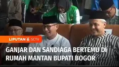 Bakal calon presiden PDI Perjuangan, Ganjar Pranowo, bertemu Ketua Badan Pemenangan Pemilu Partai Persatuan Pembangunan, Sandiaga Salahudin Uno, di Kabupaten Bogor, Jawa Barat.