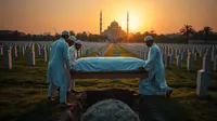 cara menguburkan jenazah ©Ilustrasi dibuat AI