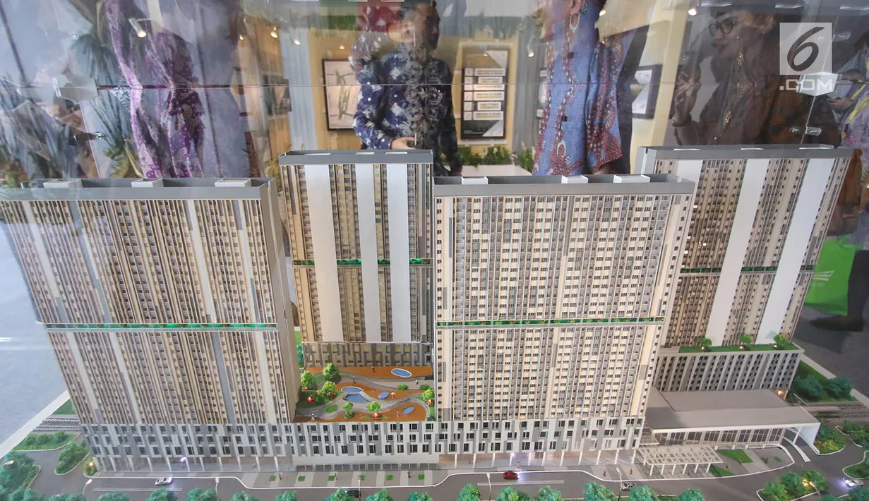 Maket proyek pembangunan rumah susun dengan konsep TOD, Pondok Cina, Depok, Jawa Barat, Senin (2/10). Proyek ini dalam rangka percepatan pembangunan program satu juta rumah dan mengurangi angka backlog perumahan. (Liputan6.com/Immanuel Antonius)