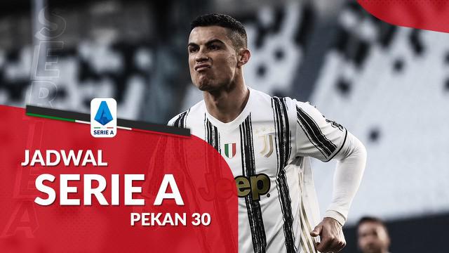 Berita motion grafis jadwal Liga Italia 2020/2021 pekan ke-30. Juventus ditantang Genoa di Allianz Stadium, Turin.