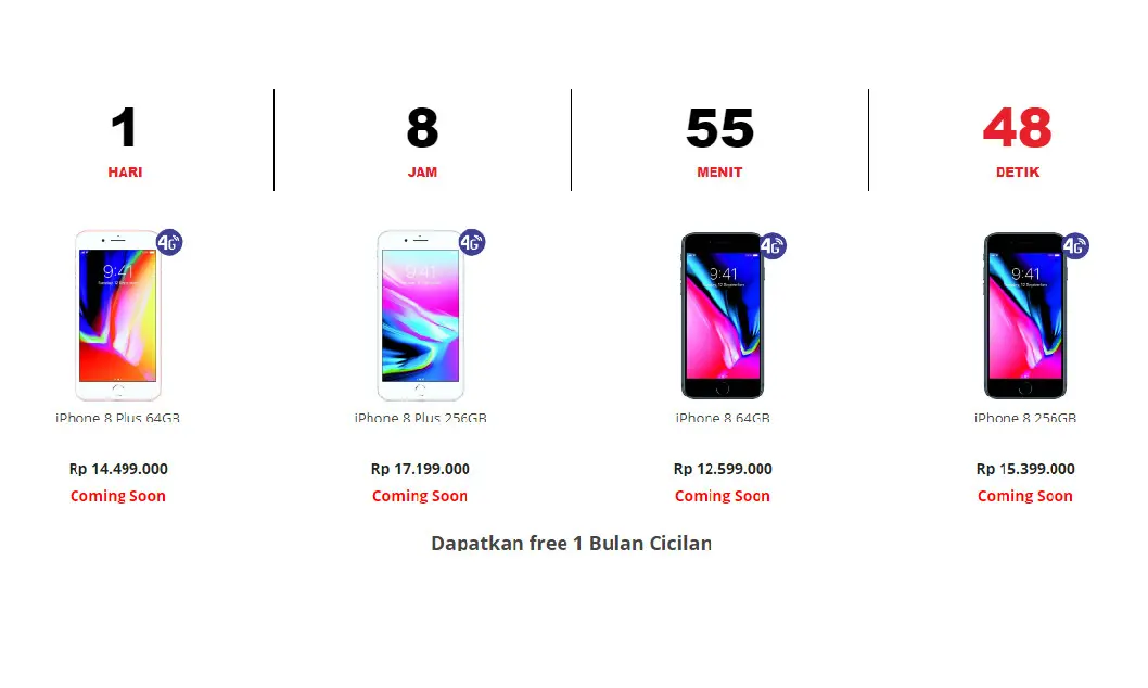 	Harga iPhone 8 dan iPhone 8 Plus di Indonesia (Sumber: Erafone.com)