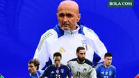 Euro 2024 - Timnas Italia: Luciano Spalleti Dikelilingi Donnarumma, Alessandro Bastoni, Fedrico Chiesa, Nicolo Barella (Bola.com/Adreanus Titus)